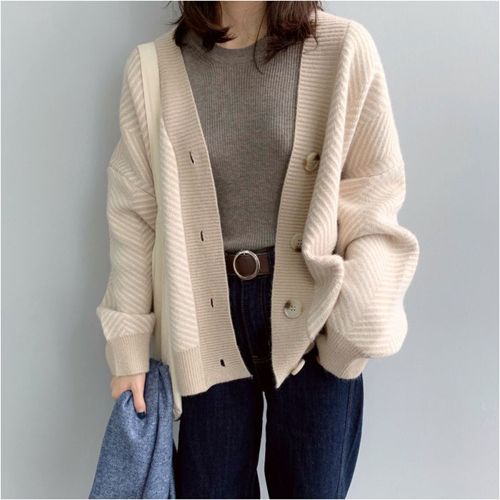 ！！ご予約品！！ストライプ カーディガン 長袖　綿　レディース　38 春、秋 綿100％ レディース トップス 春 夏 秋(メール便 送料無料12)12G
