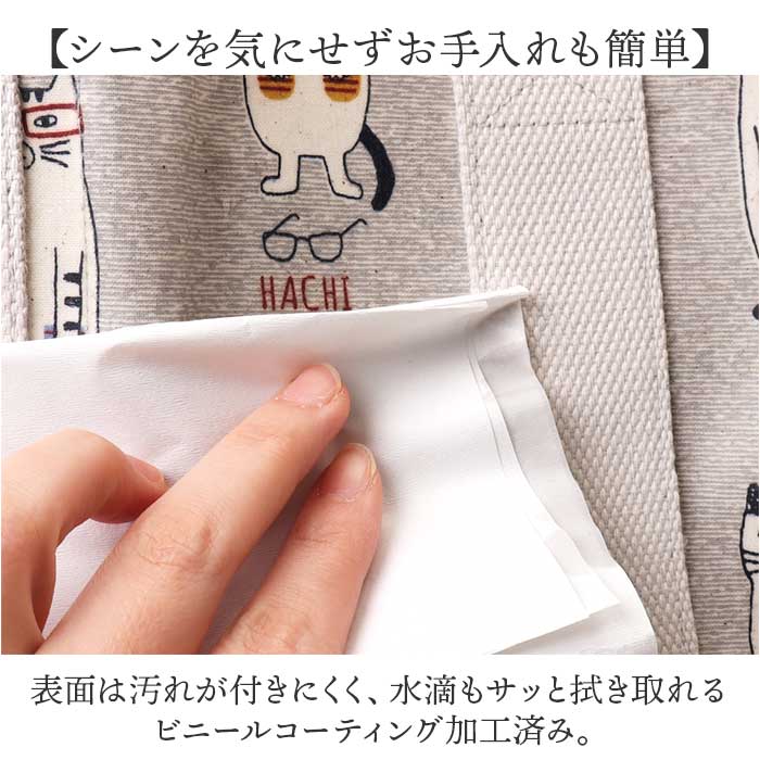 トートバッグ 仕切りあり 通販 仕切りトートバッグ 手提げバッグ Sサイズ ビニールコーティング ネコ 猫 整理整頓 仕切り付き シンプル カジュアル |  | 08