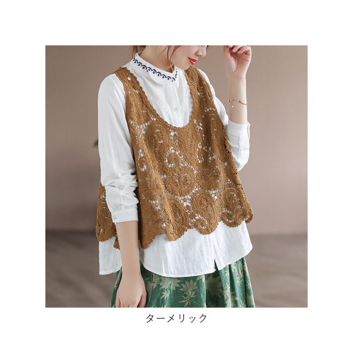 楽天市場】ニットベスト ベスト ジレ レディース リボン かぎ
