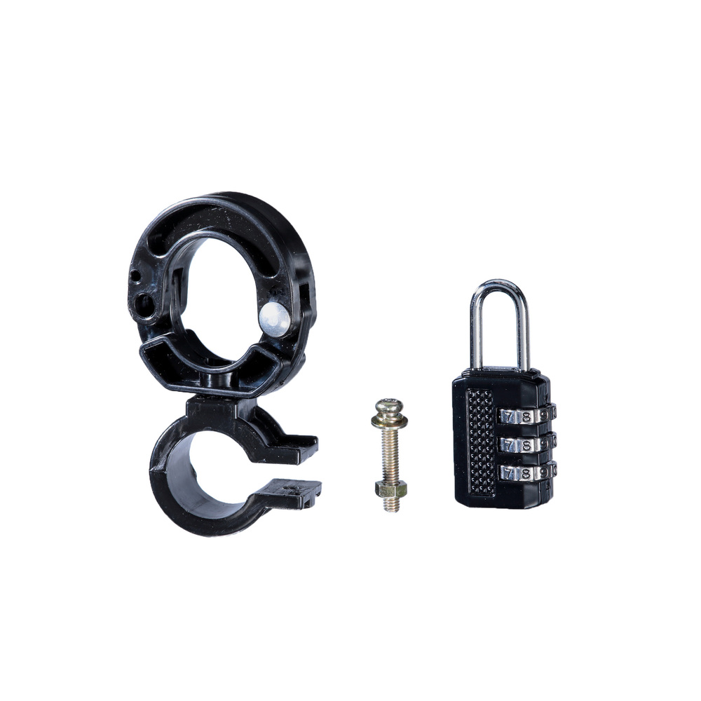 ヘルメットホルダー 通販ヘルメットホルダー 自転車 ヘルメットロック 南京錠付 鍵 ハンドルポスト ハンドルバー ヘルメット 装着 保管 ヘルメットホルダー |  | 01