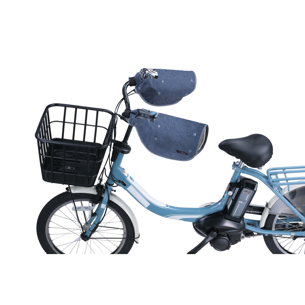 自転車 ハンドルカバー オールシーズン デニム 通販 ハンドル カバー 電動アシスト 防水加工 撥水 インナー ボア 着脱 透明窓付き 反射材付き 自転車 |  | 01