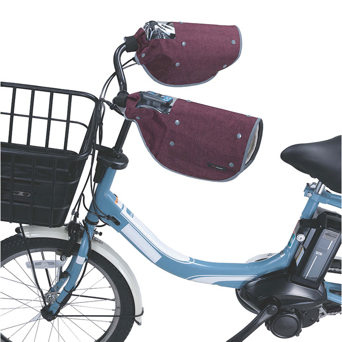 自転車 ハンドルカバー オールシーズン デニム 通販 ハンドル カバー 電動アシスト 防水加工 撥水 インナー ボア 着脱 透明窓付き 反射材付き 面ファスナー |  | 10