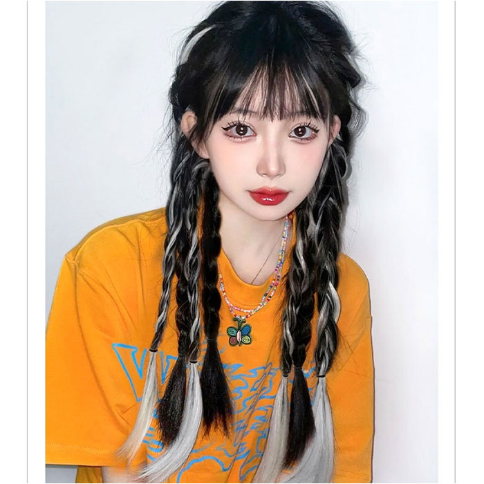 カラーエクステ 通販 2本セット ウィッグ 三つ編み 編み込み ロングヘア ヘアエクステンション エクステ おしゃれ ヘアエクステ つけ毛 かわいい カラーエクステ | BACKYARD FAMILY | 09