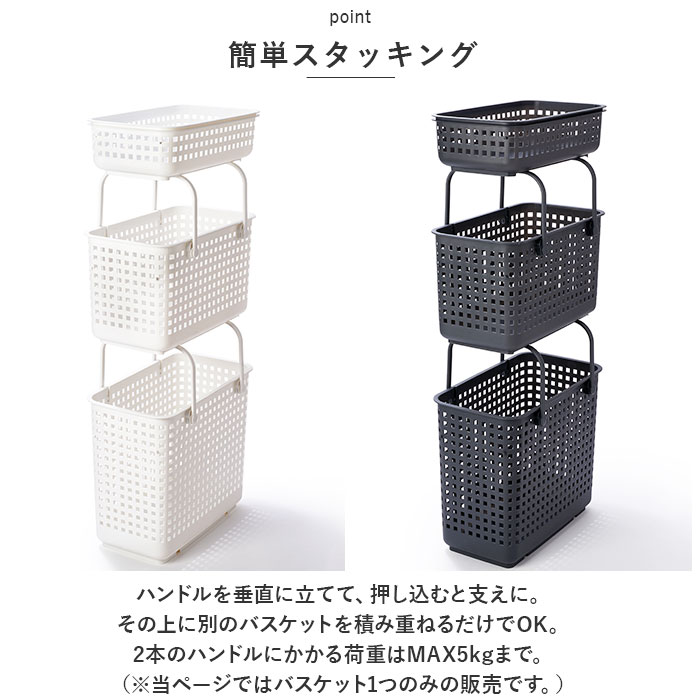 ランドリーバスケット スリム 通販 Lサイズ スタッキング 洗濯かご 洗面所 脱衣かご 脱衣所 洗濯 洗濯機横 白物 色柄物 洗濯物 分別 ランドリーバスケット | Like-it | 04