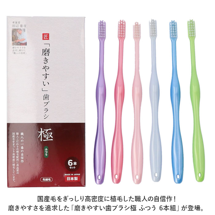 磨きやすい歯ブラシ 通販磨きやすい歯ブラシ 田辺重吉 極 ふつう 6本組 みがきやすい歯ブラシ LT-53 歯ブラシ ハブラシ はぶらし 磨きやすい歯ブラシ | Oral Care | 02