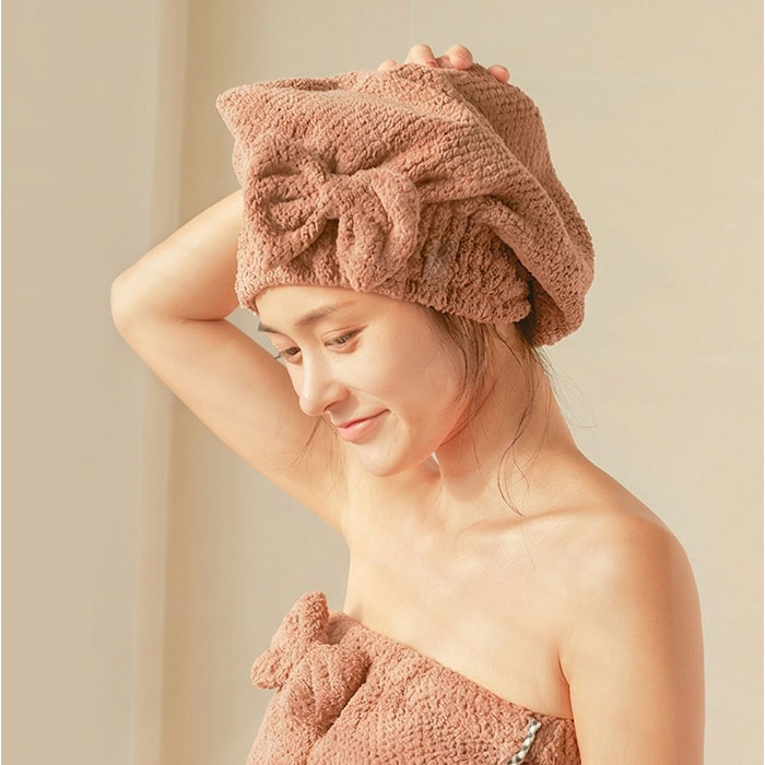 タオルキャップ 大人 子供 通販 ヘアドライキャップ ヘアバンド ヘアドライタオル 吸水 ヘアキャップ 帽子タイプ かわいい リボン タオルキャップ | BACKYARD FAMILY | 13