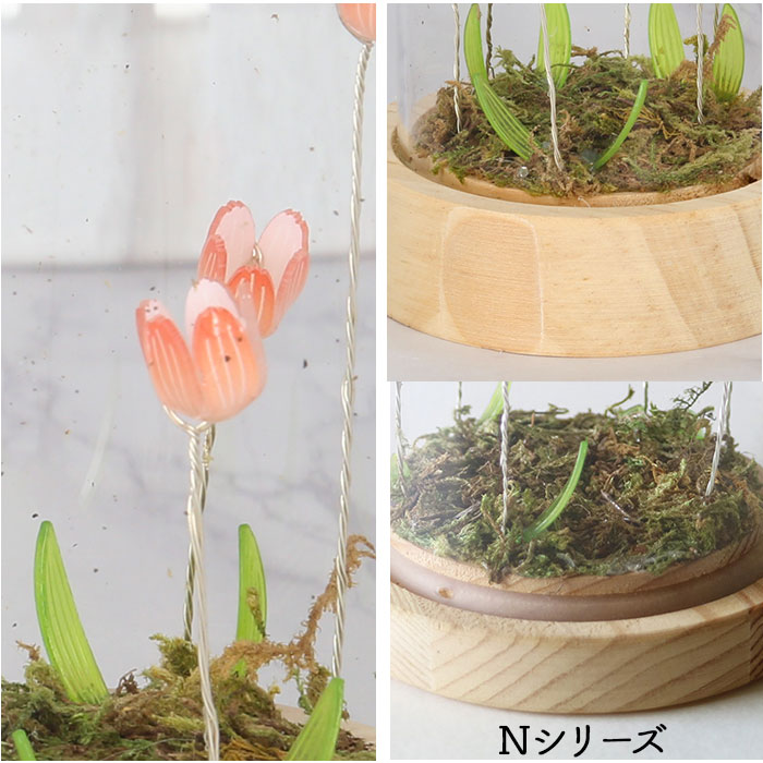 ガラスドーム フラワー 通販 チューリップ ガラスドームS LED ガラス