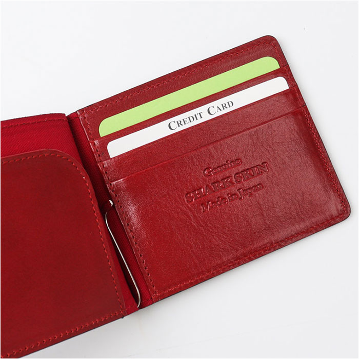 二つ折り財布 メンズ 小銭入れなし 通販 日本製 折財布 財布 男性 マネークリップ 札ばさみ サメ革 シャークスキン 鮫皮 鮫革 SUNAMURA LY1303 二つ折り財布 | BACKYARD FAMILY | 11