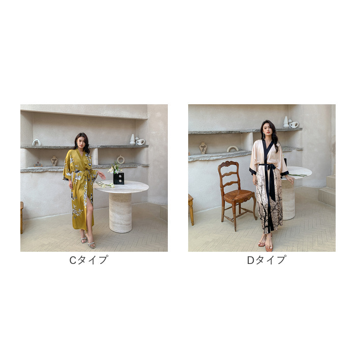 バスローブ レディース シルクタッチ 通販 ガウン ナイトウェア ルームウェア 部屋着 薄手 サテン お風呂あがり お風呂上がり ナイトガウン ロング バスローブ |  | 09