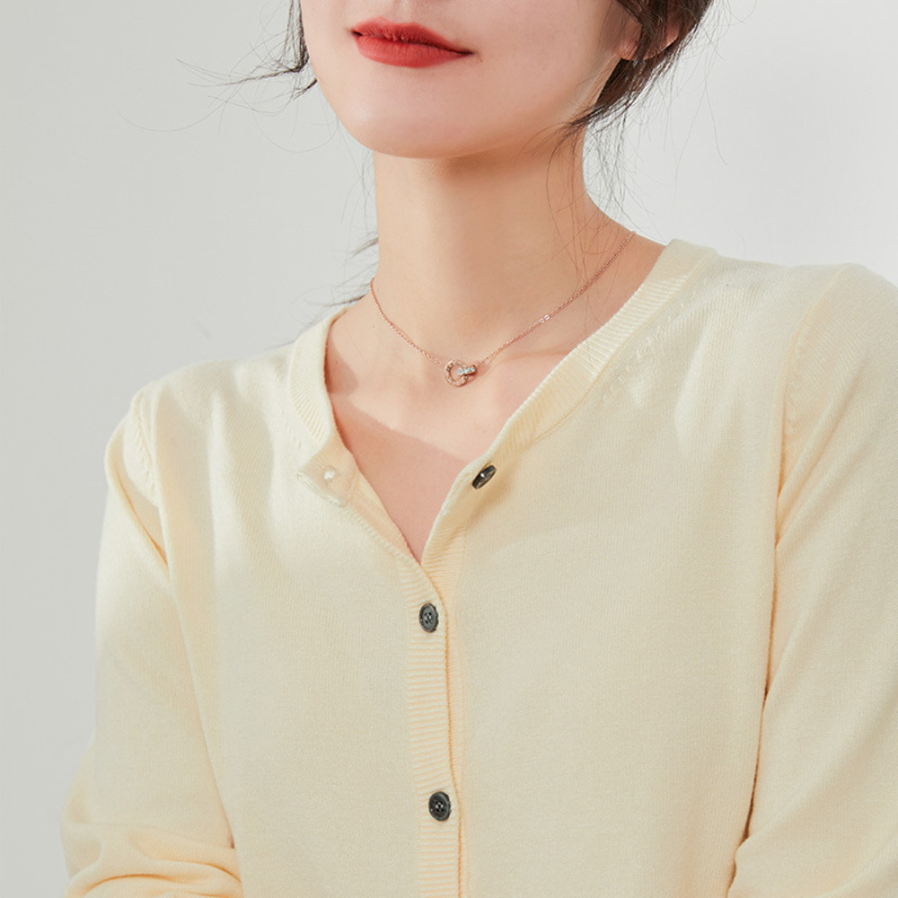 カーディガン ショート 通販 羽織り 羽織 長袖 ショート丈 ラウンドネック ウール ボタン クルーネック シンプル 上品 レディース 婦人服 アウター カーディガン | BACKYARD FAMILY | 05