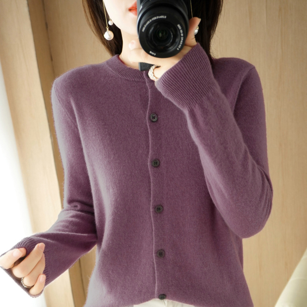 カーディガン ショート 通販 羽織り 羽織 長袖 ショート丈 ラウンドネック ウール ボタン クルーネック シンプル 上品 レディース 婦人服 アウター カーディガン | BACKYARD FAMILY | 12