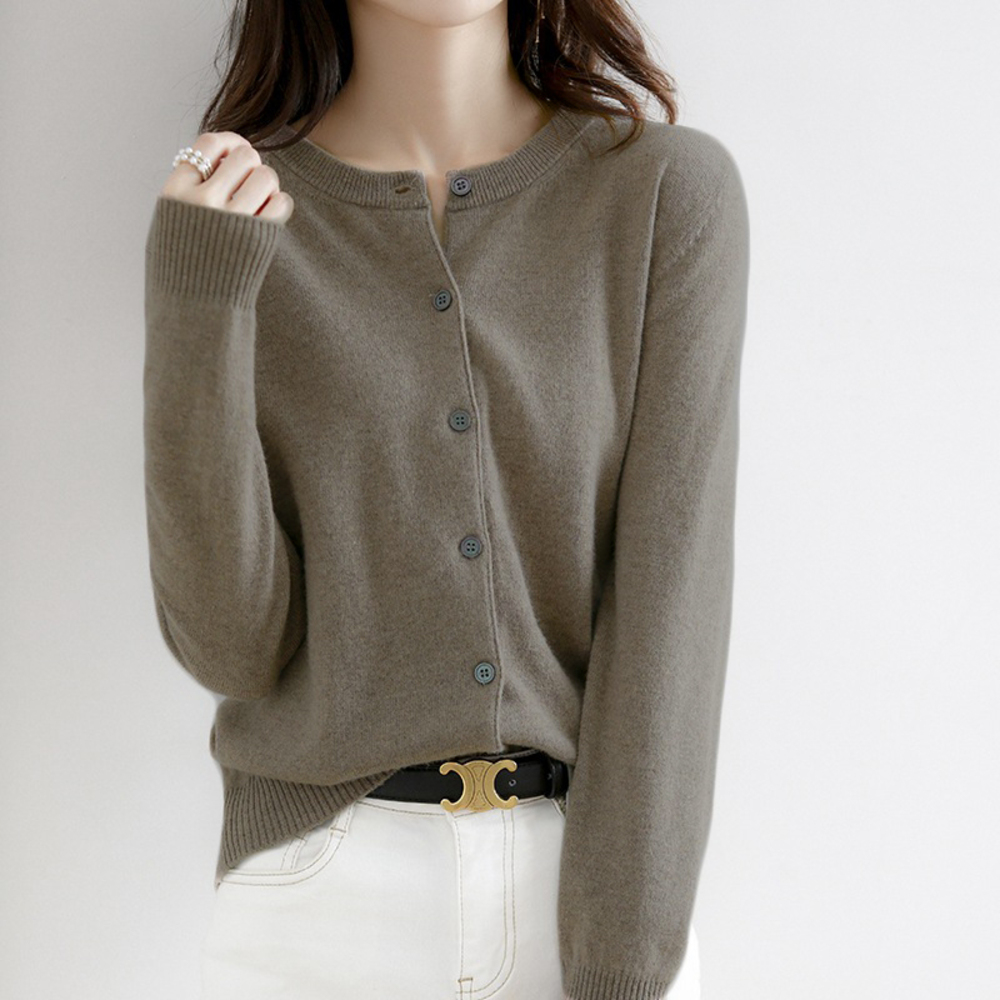 カーディガン ショート 通販 羽織り 羽織 長袖 ショート丈 ラウンドネック ウール ボタン クルーネック シンプル 上品 レディース 婦人服 アウター カーディガン | BACKYARD FAMILY | 11