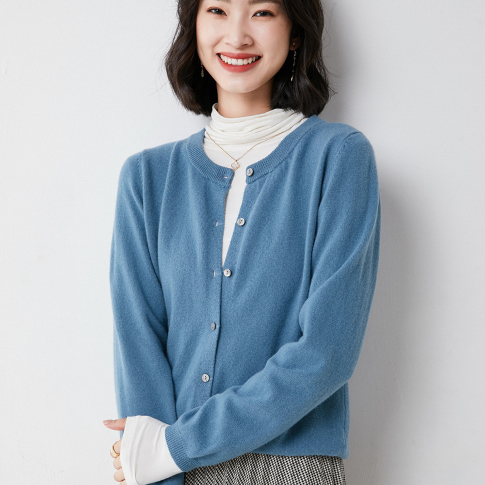 カーディガン ショート 通販 羽織り 羽織 長袖 ショート丈 ラウンドネック ウール ボタン クルーネック シンプル 上品 レディース 婦人服 アウター カーディガン | BACKYARD FAMILY | 07