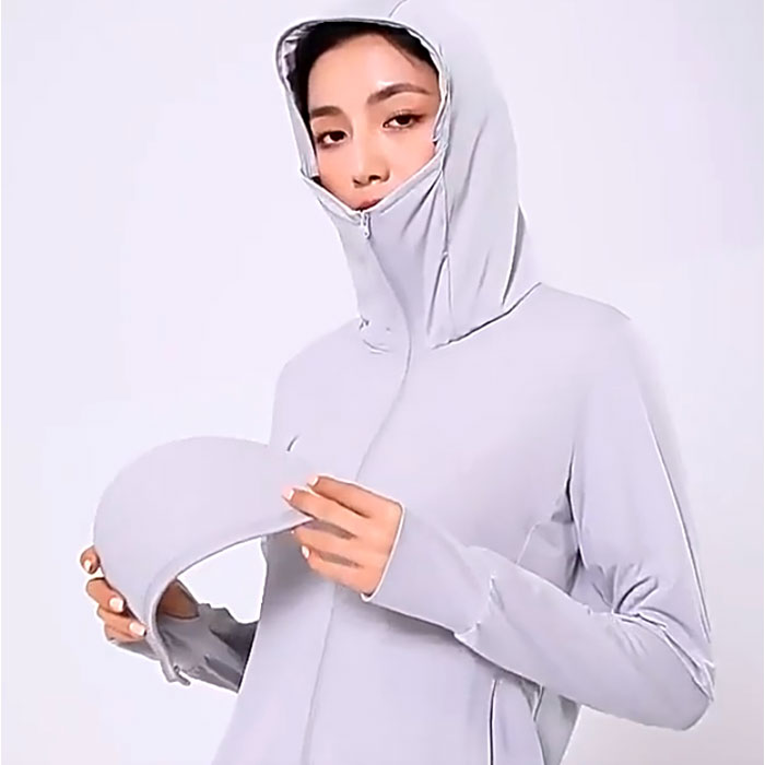 パーカー 長袖 ラッシュガード レディース 通販 ファスナー アウター メッシュ 通気性 冷感素材 紫外線対策 指穴 つば サンバイザー 体型カバー 薄手 パーカー | BACKYARD FAMILY | 22