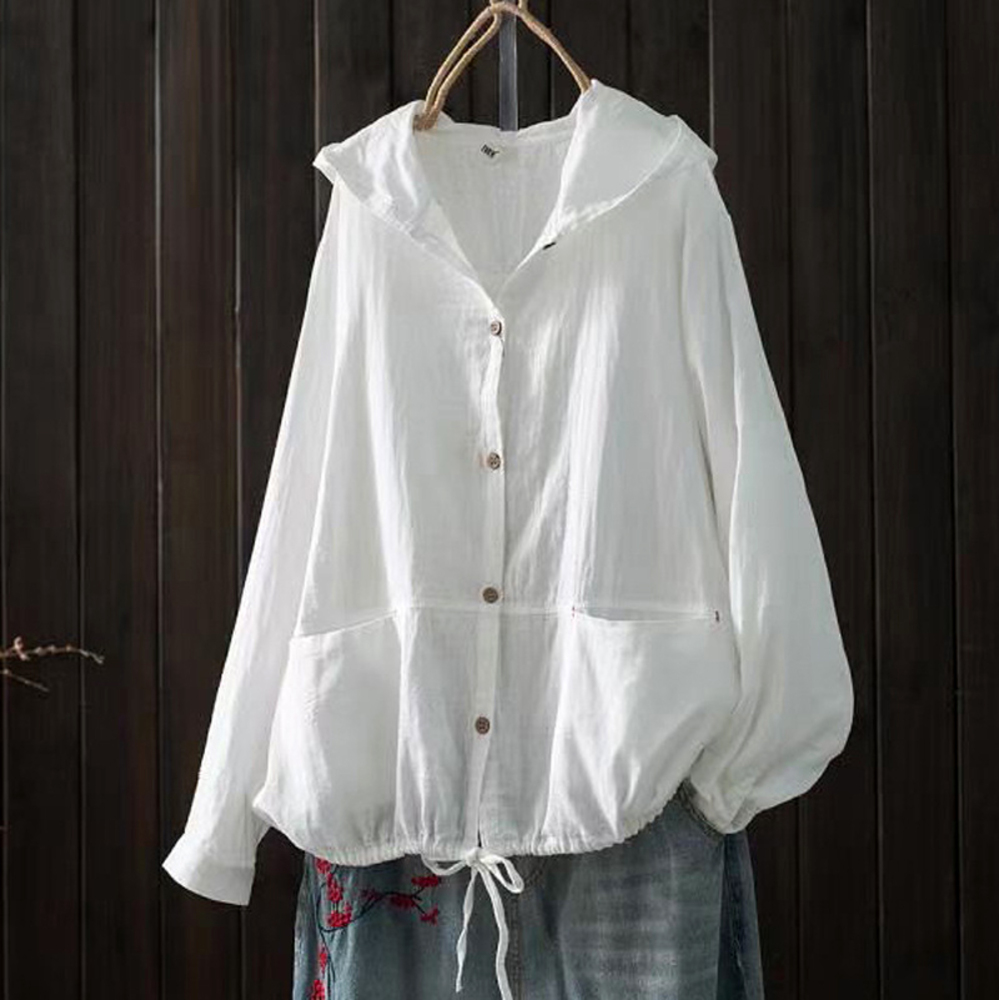 パーカー レディース フード付き 通販 上着 アウター ジャケット 無地 薄手 ダブルガーゼ ガーゼ トップス ゆったり ジャンパー 綿 ブルゾン 羽織 長袖 パーカー | BACKYARD FAMILY | 01