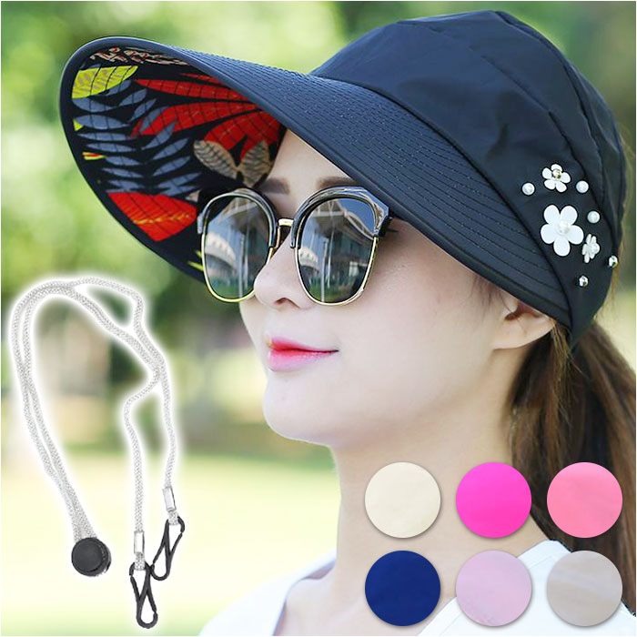 サンバイザー レディース つば広 通販 日よけ帽子 サマーハット ハット ツバ広 折りたたみ 折り畳み UV対策 UVカット 日焼け対策 紫外線対策 サンバイザー | ブランド登録なし