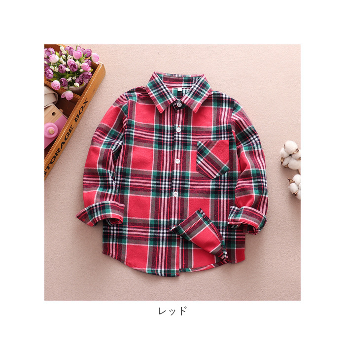 ネルシャツ キッズ 通販 子供 こども 子ども ジュニア 長袖 長そで チェックシャツ 秋 冬 男の子 女の子 襟付き シャツ 子供服 子ども服 可愛い ネルシャツ | ブランド登録なし | 22