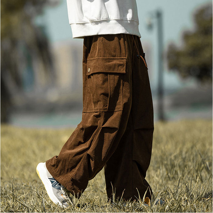 カーゴパンツ メンズ コーデュロイ 通販 ワークパンツ ワイドパンツ ズボン ボトムス 長ズボン パンツ ゆったり オーバーサイズ 秋 冬 調整紐  カーゴパンツ | BACKYARD FAMILY | 06