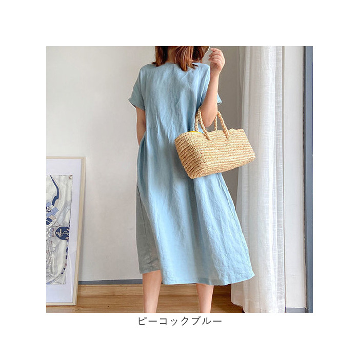 美品 根々 ネネ 石見銀山 コットン リネン 半袖 ワンピース 綿 麻 群言堂 美品✨ 群言堂 根々 刺繍 リネン100% ワンピース ノースリーブ