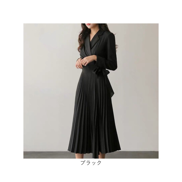 ワンピース レディース プリーツ きれいめ 通販 プリーツワンピース プリーツスカート ワンピ クロスボーダードレス フォーマル 長袖 ロング丈 ワンピース | BACKYARD FAMILY | 18