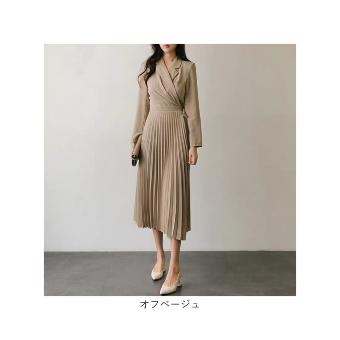 ワンピース レディース プリーツ きれいめ 通販 プリーツワンピース プリーツスカート ワンピ クロスボーダードレス フォーマル 長袖 ロング丈 ワンピース | BACKYARD FAMILY | 19