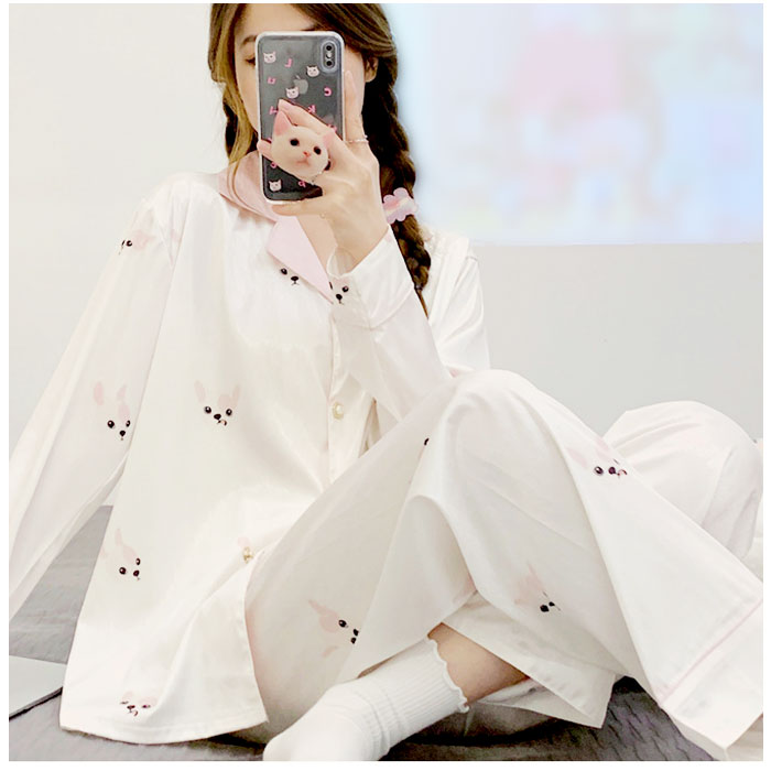 パジャマ 通販パジャマ 長袖 レディース ルームウェア 部屋着 寝巻き ナイトウエア 室内着 寝巻 寝間着 前開き 薄い かわいい 春 秋 動物 アニマル  パジャマ | ブランド登録なし | 04