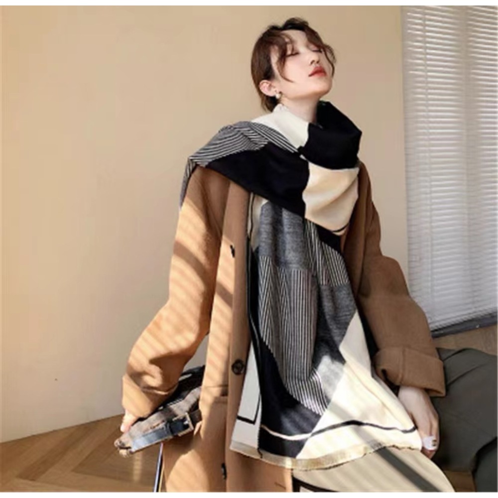 ストール 大判 おしゃれ 通販 マフラー ショール スカーフ 秋冬 首巻き 肩掛け 巻き物 羽織り レディース 大判ストール 学生 幾何学模様 パターン ストール |  | 03