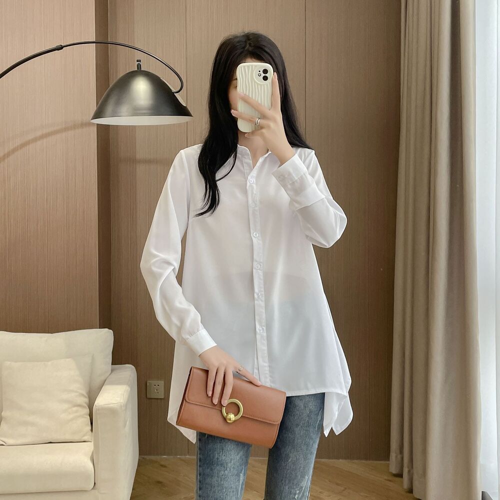 ロングシャツ レディース 長袖 通販 チュニックブラウス ブラウス ゆるシャツ トップス ロング ロング丈 シャツワンピース ワンピ きれいめ おしゃれ | BACKYARD FAMILY | 02