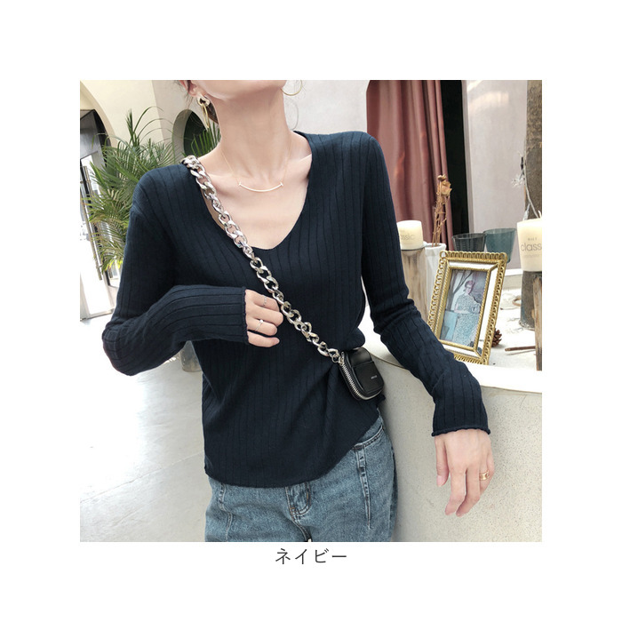 ニット レディース 長袖 通販 セーター ニットセーター ニットトップス リブニット インナー Vネック ブイネック 冬 秋冬 おしゃれ シンプル 無地 ニット |  | 12