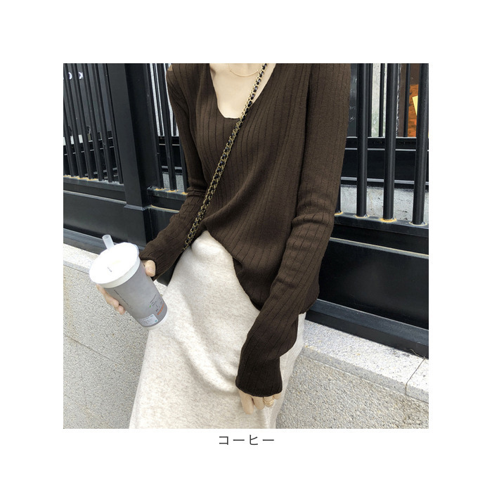 ニット レディース 長袖 通販 セーター ニットセーター ニットトップス リブニット インナー Vネック ブイネック 冬 秋冬 おしゃれ シンプル 無地 ニット |  | 13