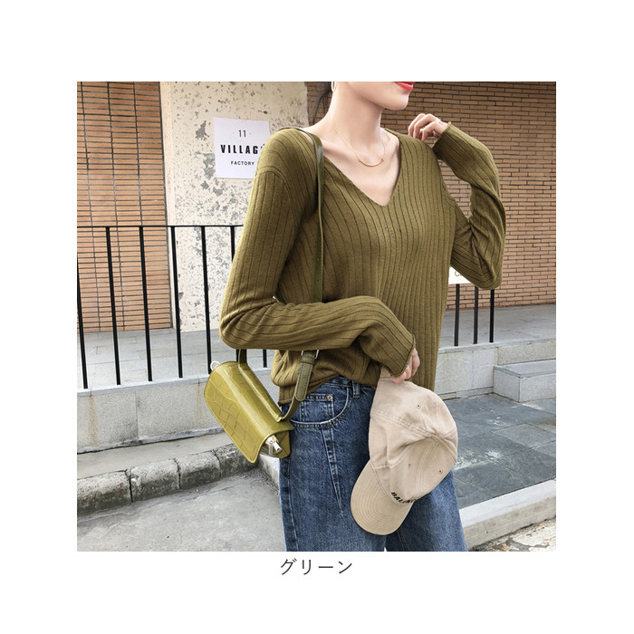 ニット レディース 長袖 通販 セーター ニットセーター ニットトップス リブニット インナー Vネック ブイネック 冬 秋冬 おしゃれ シンプル 無地 ニット |  | 15