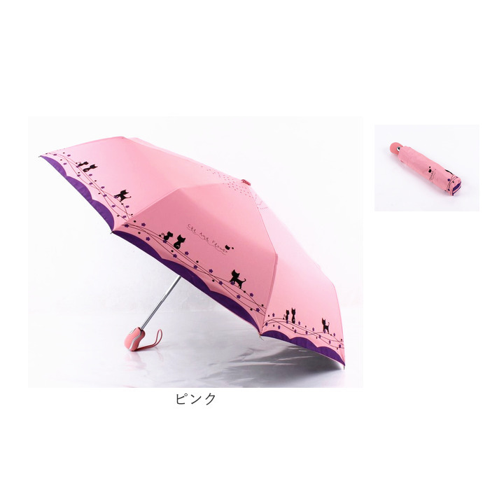折りたたみ傘 自動開閉 レディース 通販 傘 かさ カサ 折り畳み 軽量 晴雨兼用 はっ水 撥水 丈夫 猫柄 ネコ 通勤 通学 雨 梅雨 雨傘 日傘 日除け  折りたたみ傘 | BACKYARD FAMILY | 18