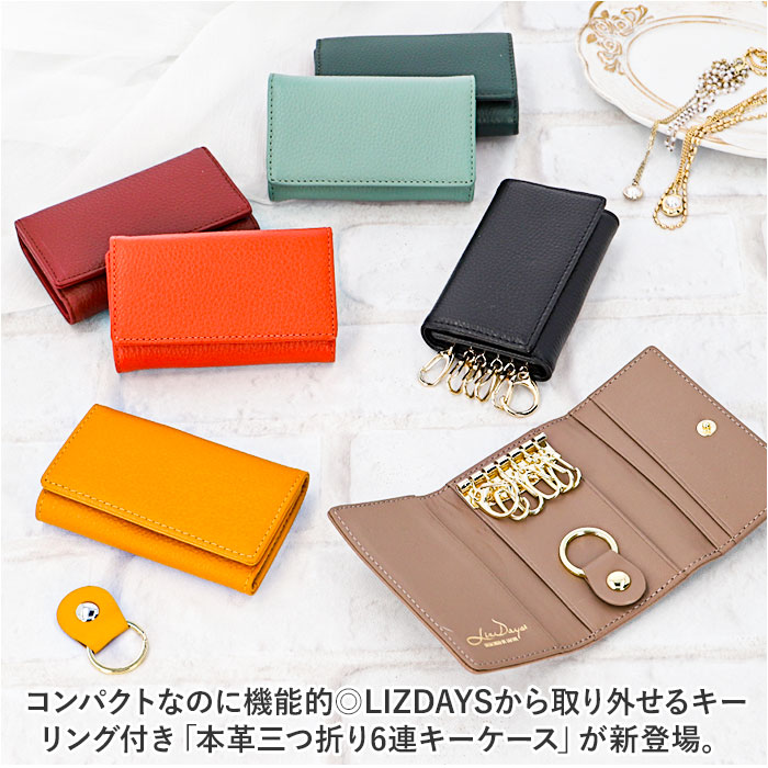 リズデイズ LIZDAYS リズデイズ キーケース lz-613 通販 鍵ケース レディース メンズ 革 キーフック 6連 三つ折り キーリング カード入れ 本革 カー用品 | LIZDAYS | 08