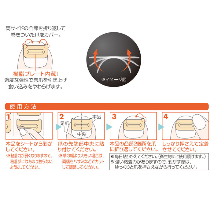 巻き爪 矯正 シール 通販 巻き爪ケア テープ 巻きづめ 巻爪 巻き爪用 サポートシール 爪 手入れ フットネイル 巻爪ケアPROサポートシール コジット COGIT｜backyard｜05