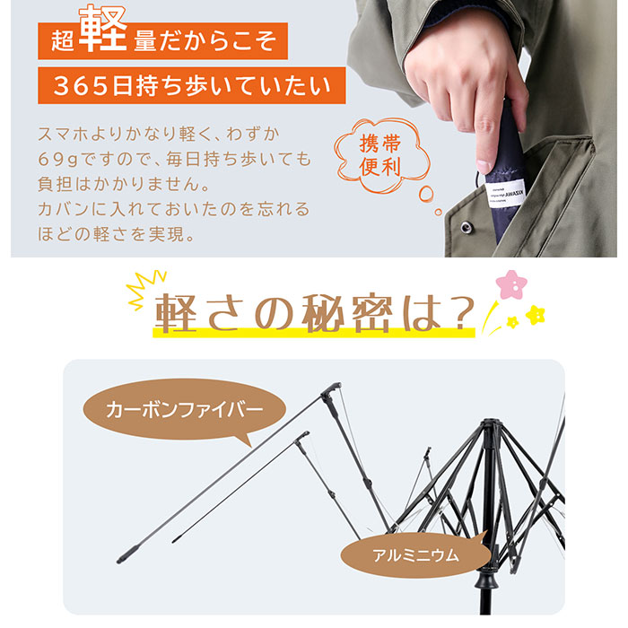 超軽量カーボン傘 KIZAWA 超軽量カーボン傘 通販 折りたたみ傘 折り畳み傘 最軽量 カーボン傘 傘 かさ 雨傘 メンズ レディース 通勤 通学 コンパクト pokect |  | 20