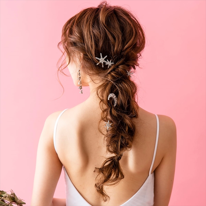 ブライダル ヘアアクセサリー 通販 ヘアピン 6本セット 星 大きめ スターモチーフ 月モチーフ おしゃれ 大人 結婚式 花嫁 披露宴 パーティー 二次会 ブライダル |  | 04