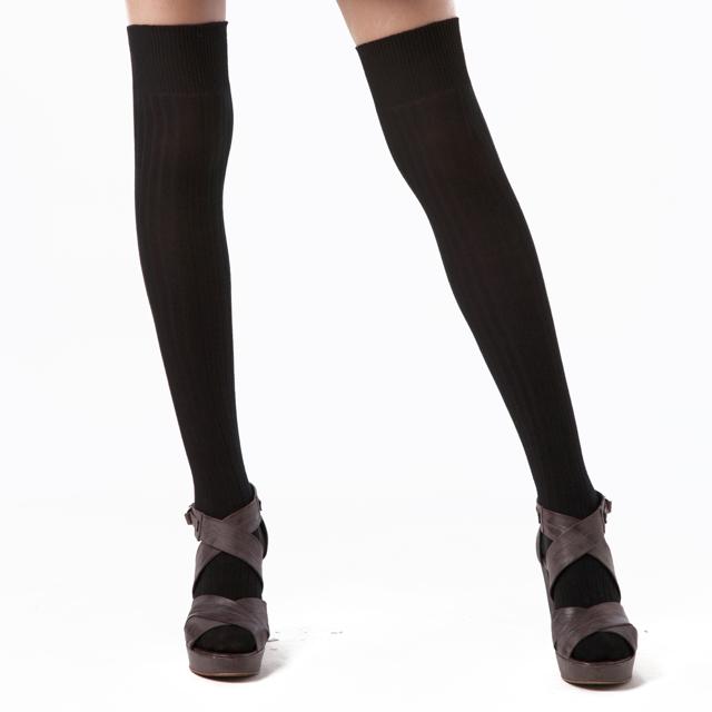ニーハイソックス レディース 通販 黒 ブラック グレー 女の子 オーバーニーソックス おしゃれ ソックス 抗菌 防臭 綿混 リブ編み 無地 ニーハイソックス | ブランド登録なし | 03