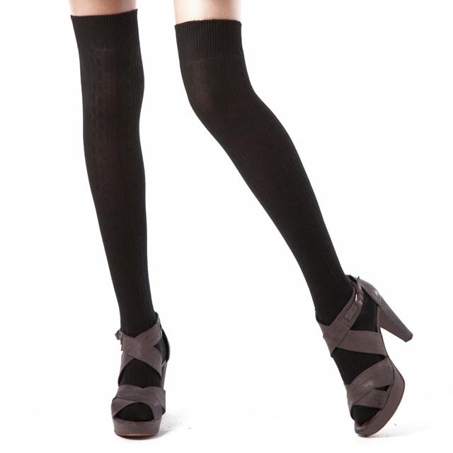 ニーハイソックス レディース 通販 黒 ブラック グレー 女の子 オーバーニーソックス おしゃれ ソックス 抗菌 防臭 綿混 リブ編み 無地 ニーハイソックス | ブランド登録なし | 05