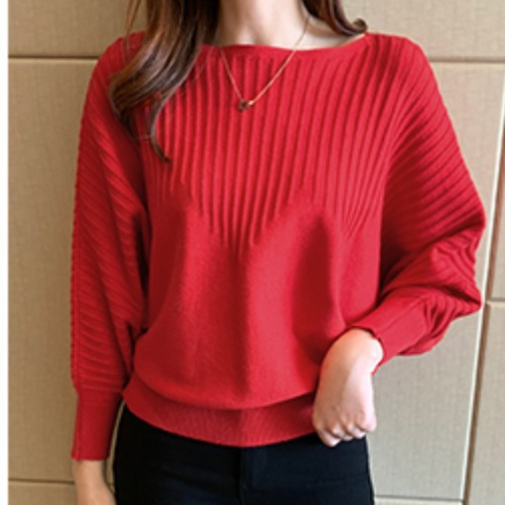 ニット レディース 長袖 通販 セーター ニットセーター ニットトップス ボートネック ドルマンスリーブ ぽわん袖 冬 秋冬 薄手 おしゃれ シンプル 無地 ニット | BACKYARD FAMILY | 03