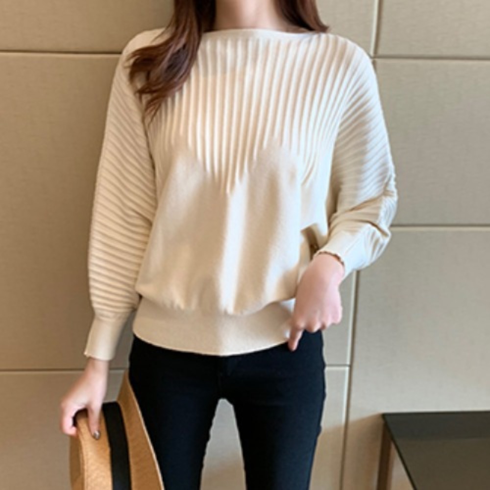 ニット レディース 長袖 通販 セーター ニットセーター ニットトップス ボートネック ドルマンスリーブ ぽわん袖 冬 秋冬 薄手 おしゃれ シンプル 無地 ニット | BACKYARD FAMILY | 01