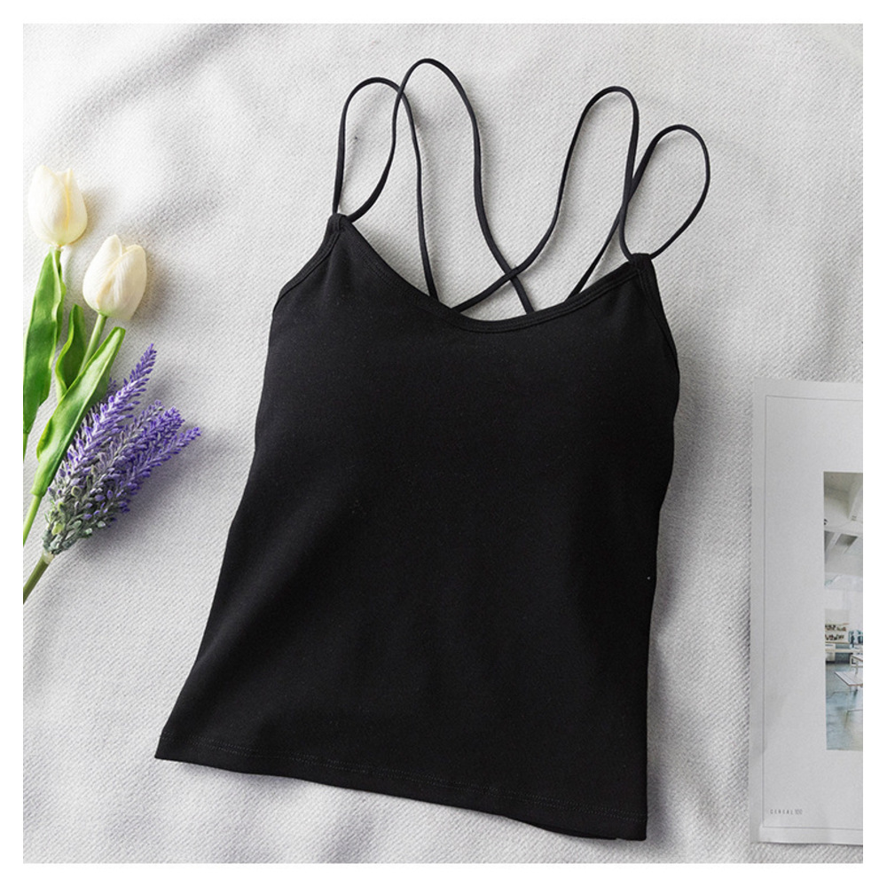 キャミソール バッククロス カップ付き 通販 ブラトップ ブラキャミ ノンワイヤー インナー 肌着 下着 オープンバック 背中見せ クロス キャミソール | BACKYARD FAMILY | 03