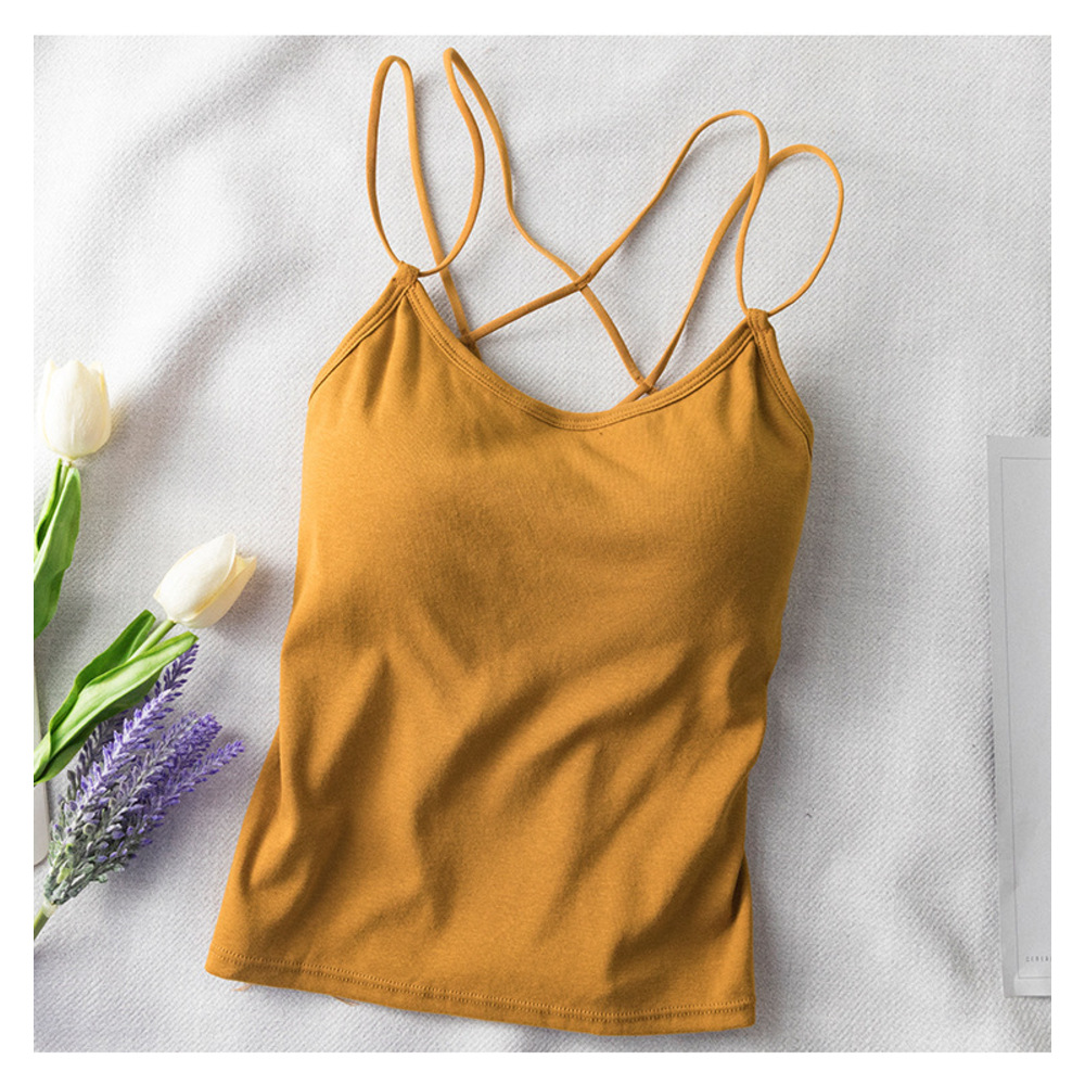 キャミソール バッククロス カップ付き 通販 ブラトップ ブラキャミ ノンワイヤー インナー 肌着 下着 オープンバック 背中見せ クロス キャミソール | BACKYARD FAMILY | 05