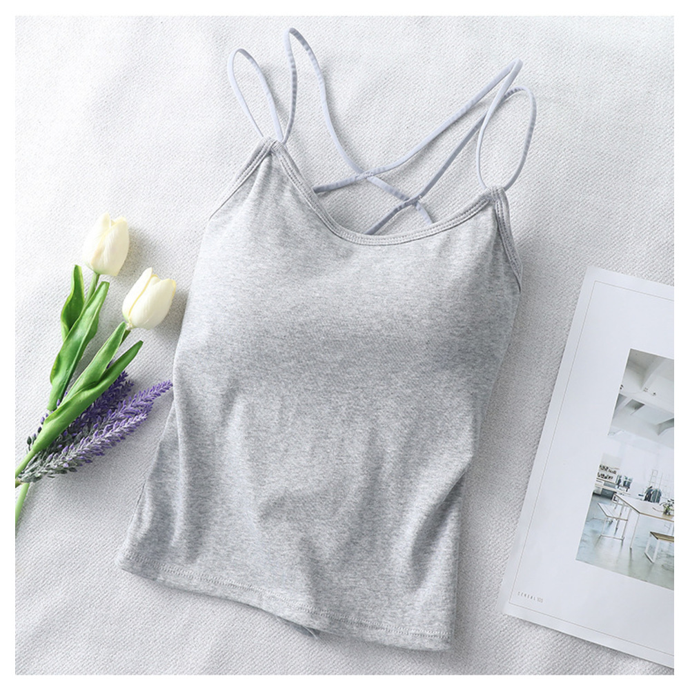 キャミソール バッククロス カップ付き 通販 ブラトップ ブラキャミ ノンワイヤー インナー 肌着 下着 オープンバック 背中見せ クロス キャミソール | BACKYARD FAMILY | 02