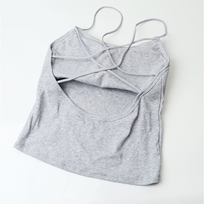 キャミソール バッククロス カップ付き 通販 ブラトップ ブラキャミ ノンワイヤー インナー 肌着 下着 オープンバック 背中見せ クロス キャミソール |  | 13