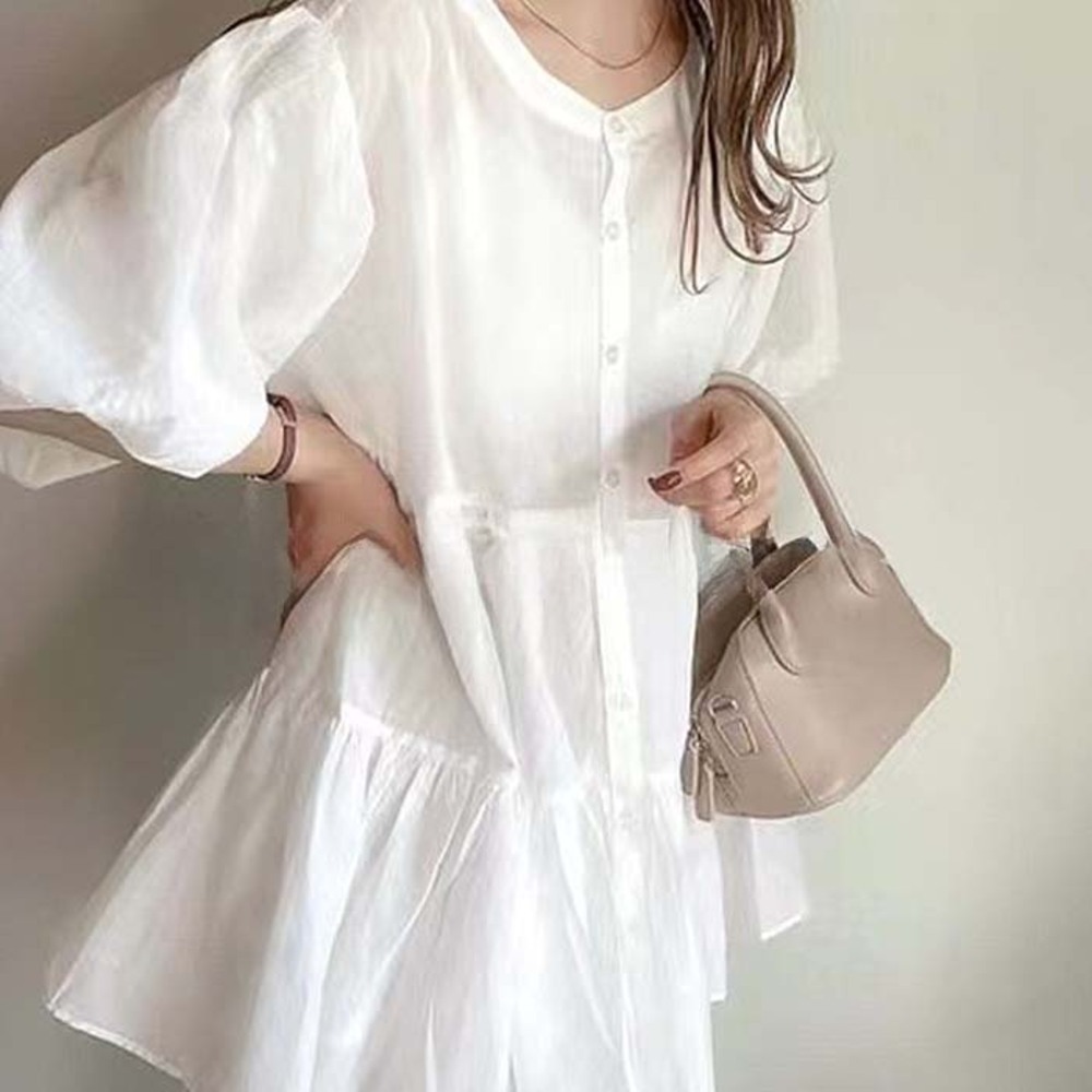 裾 バルーン ブラウス レディース 七分丈 通販 シャツ ティアードブラウス バルーンブラウス ボリュームブラウス 袖ボリューム ボリューム袖 ティアード 裾 |  | 01