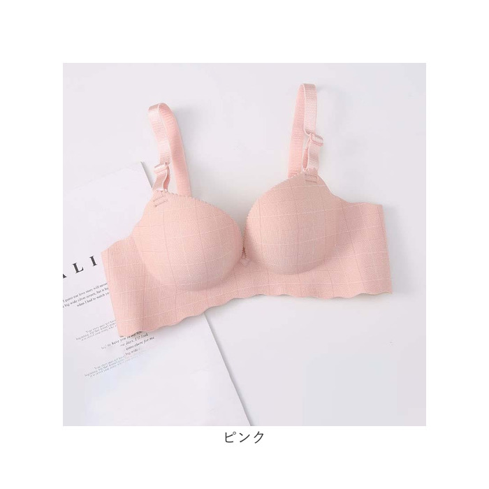 ブラジャー チェック柄 ノンワイヤー 通販 ノンワイヤーブラジャー シームレスブラジャー ノンワイヤーブラ シームレス 楽 格子柄 調節可能 ブラジャー |  | 11