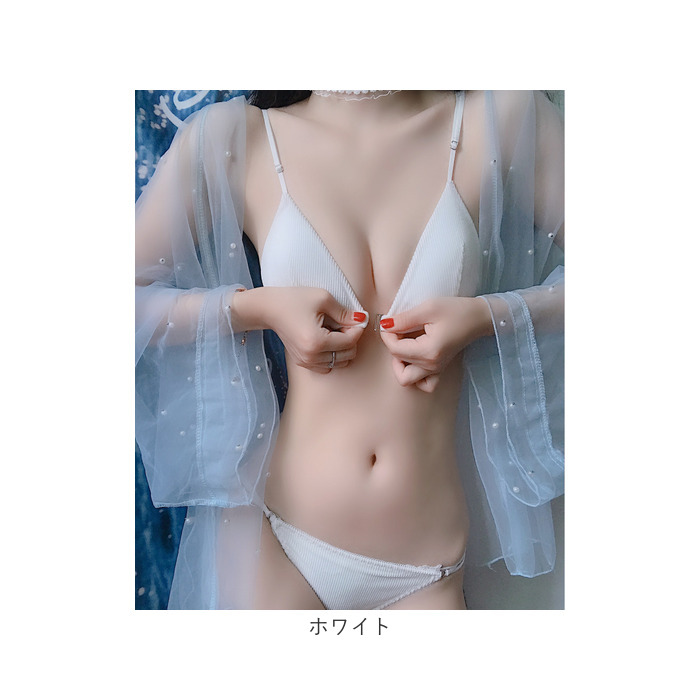 ノンワイヤー ブラジャー ショーツ セット 通販 ブラショーツ 上下セット ブラ ランジェリー 下着 薄型パッド 薄型 薄い フロントホック 脇高 ノンワイヤー | 4B | 12