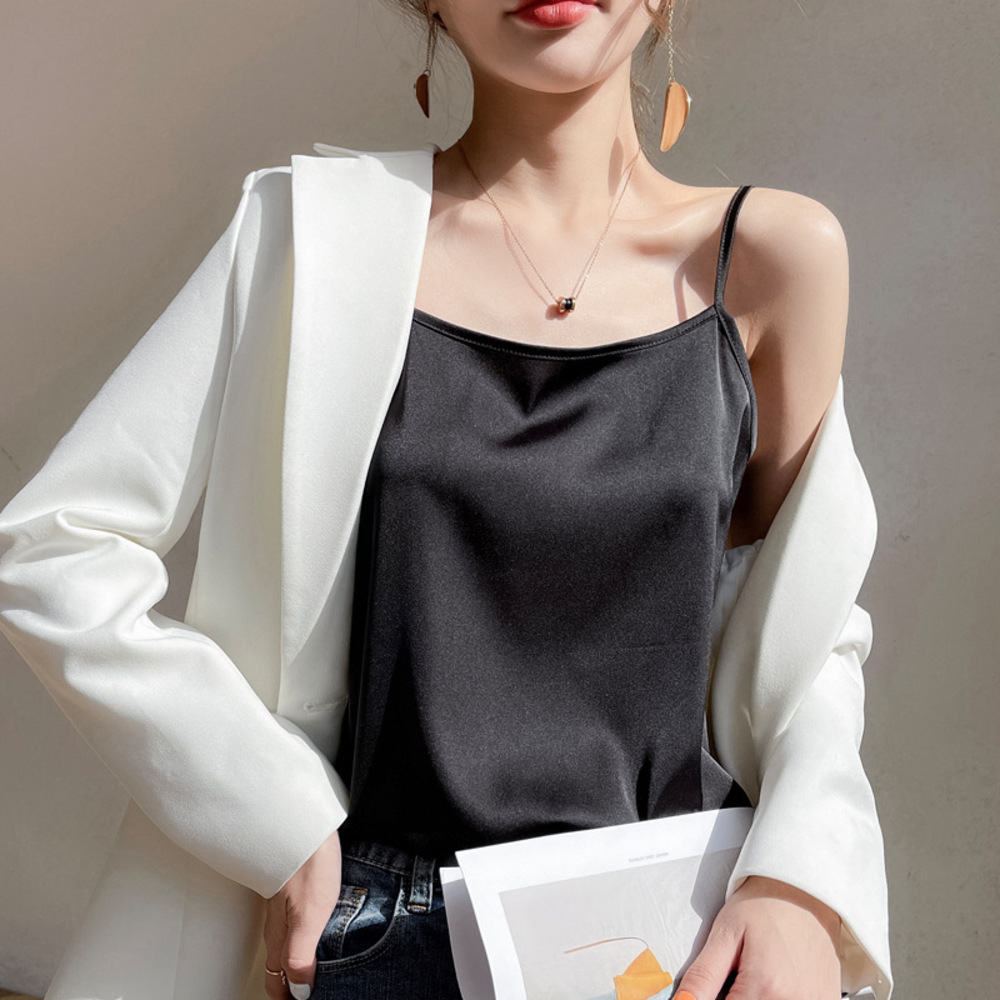インナー キャミソール サテン 下着 肌着 トップス ノースリーブ レディース おしゃれ きれいめ アンダーウェア ゆったり 光沢感 サラサラ 保温 吸湿 インナー | BACKYARD FAMILY | 08