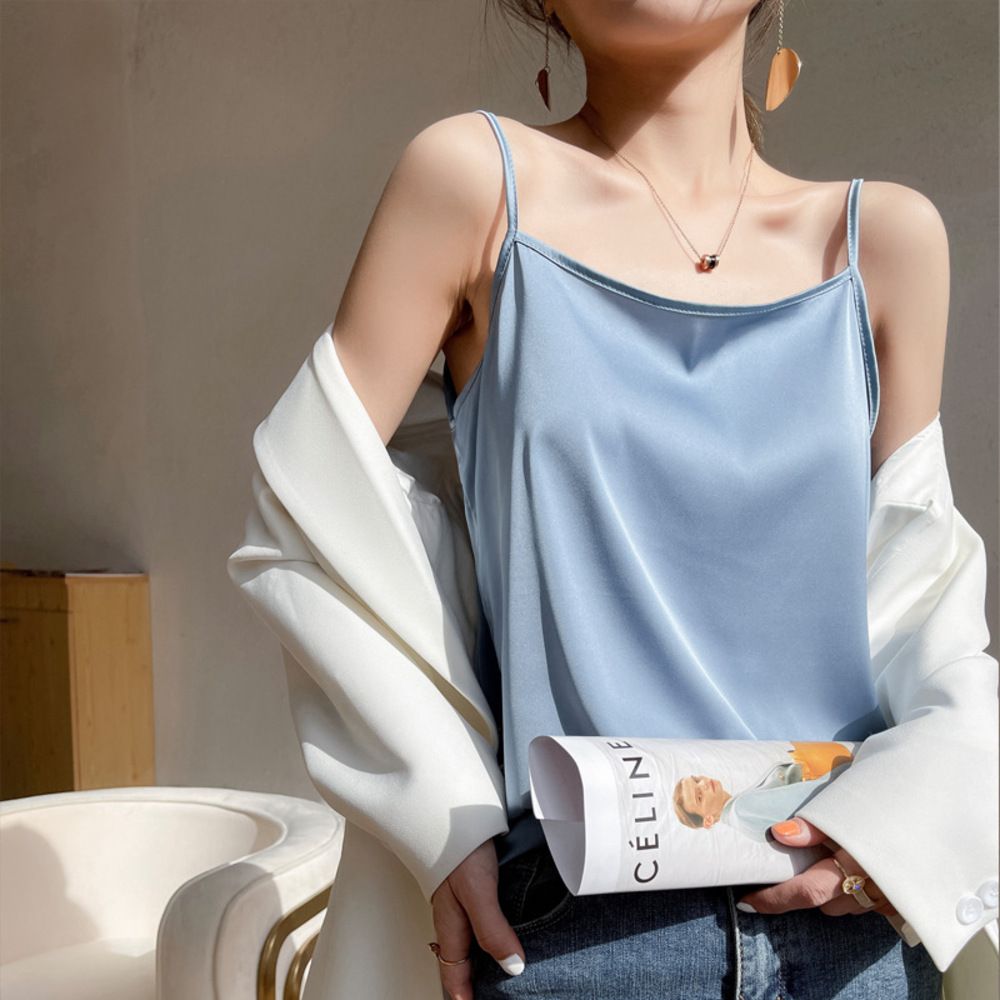 インナー キャミソール サテン 下着 肌着 トップス ノースリーブ レディース おしゃれ きれいめ アンダーウェア ゆったり 光沢感 サラサラ 保温 吸湿 インナー | BACKYARD FAMILY | 09