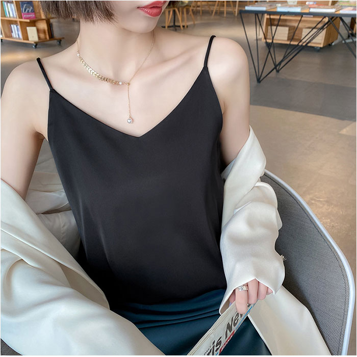 インナー キャミソール サテン 下着 肌着 トップス ノースリーブ レディース おしゃれ きれいめ アンダーウェア ゆったり 光沢感 サラサラ 保温 吸湿 インナー |  | 02